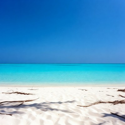 Clear turquoise ocean and white sand beach