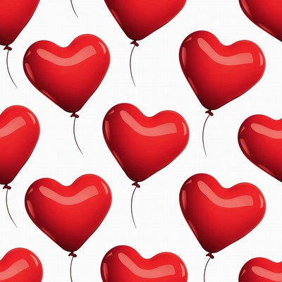 Red heart balloons pattern