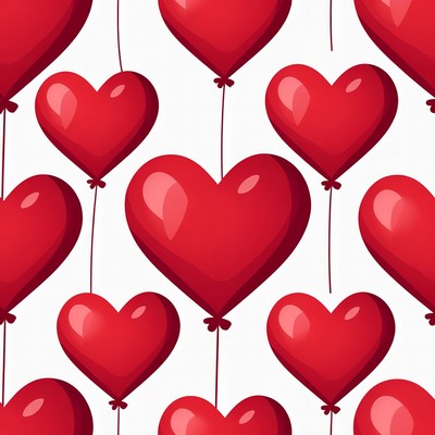 Red heart balloons floating