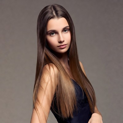 Young woman with long brown hair