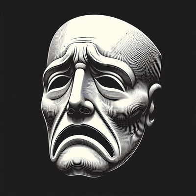 Sad theater tragedy mask