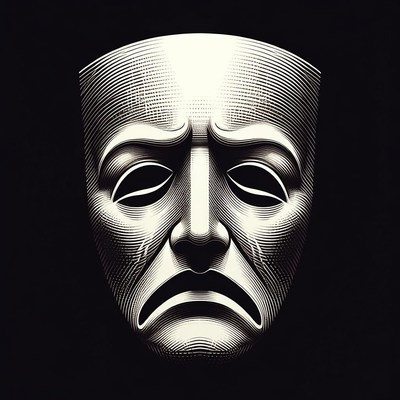 Engraved Tragedy Theater Mask