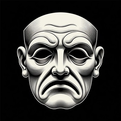 Sad Theater Mask Illustration