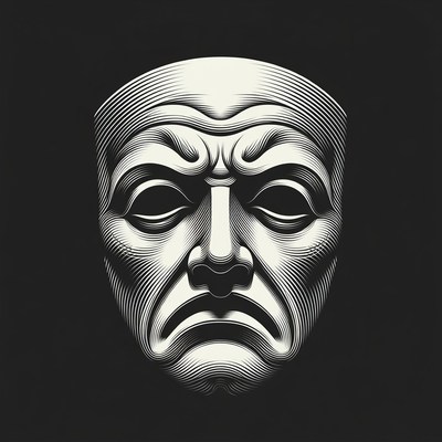 Angry Tragedy Theater Mask
