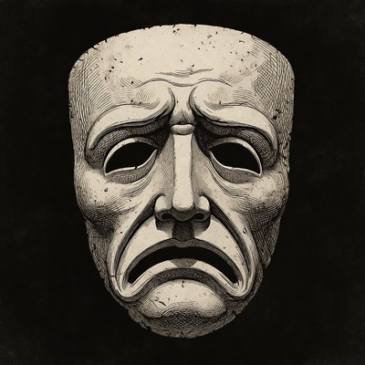 Sad Theater Mask Illustration