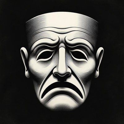 Sad Theater Mask Illustration