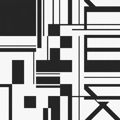 Black and White Geometric Abstract Art