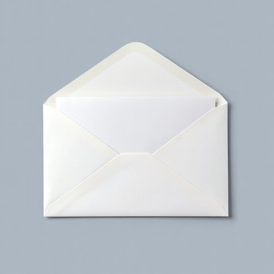 Open white envelope with blank paper