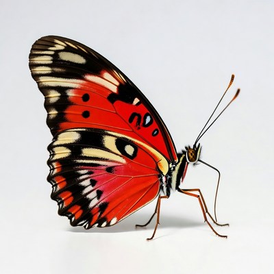 Red Admiral Butterfly on White Background