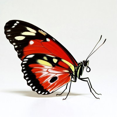 Red butterfly on white background