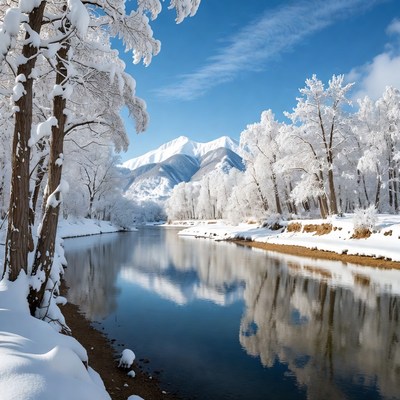 Snowy River with Mountains and Trees