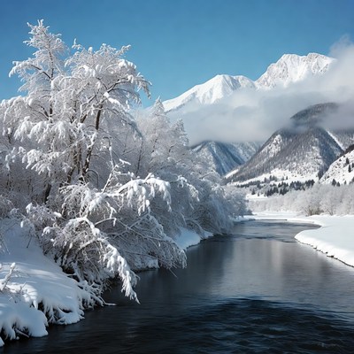 Snowy River and Mountains Landscape
