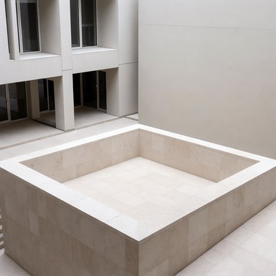 Modern Courtyard with Empty Stone Pool