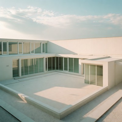 Modern White Courtyard House Architecture