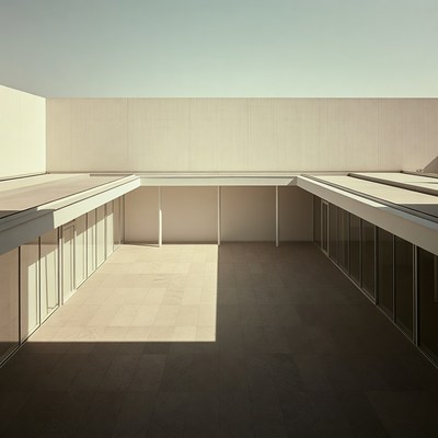 Modern Courtyard with Glass Walls