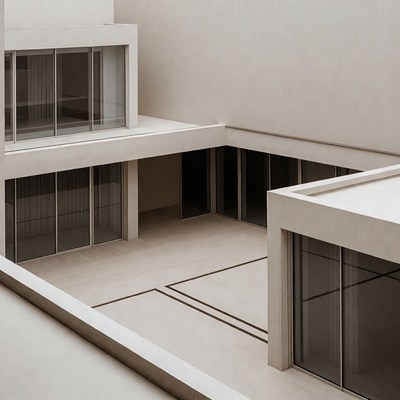 Modern Beige Courtyard Architecture