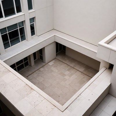 Modern White Courtyard Aerial View