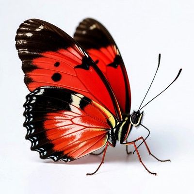 Red butterfly on white background