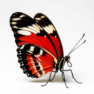 Red butterfly with black white wings