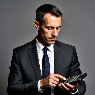 Man calculating with calculator