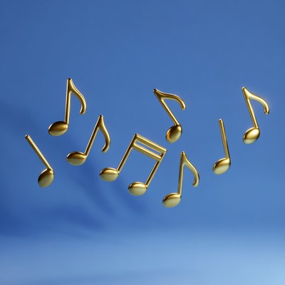 Floating Golden Music Notes