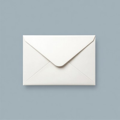 White envelope on blue background