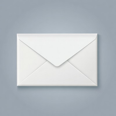 White envelope on gray background