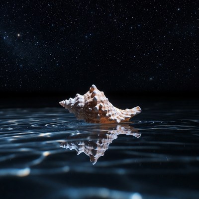Conch Shell in Starry Night Water