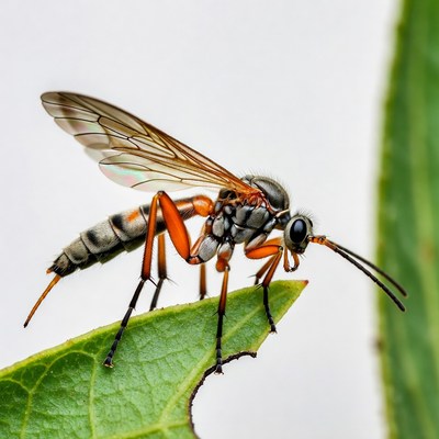 Orange Ichneumon Wasp on Leaf