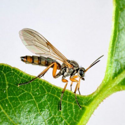 Orange-legged Ichneumon Wasp on Leaf