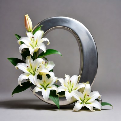 White Lilies in Silver O Frame