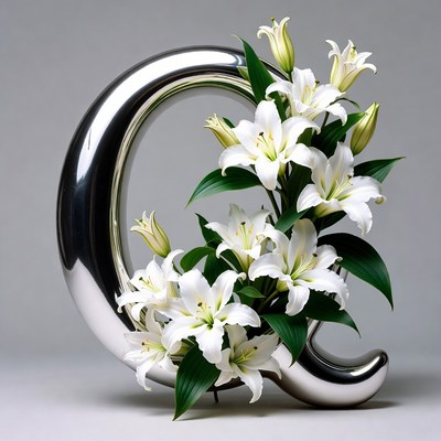 Lilies Arranged in Silver Letter Q