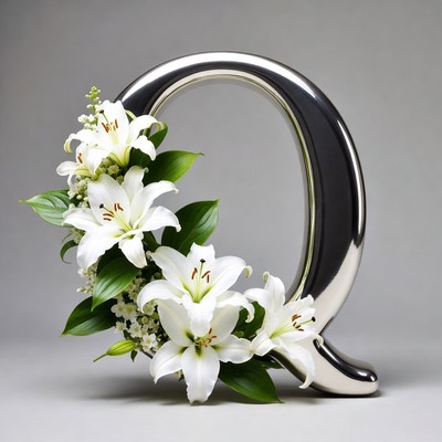 White Lilies Arranged on Silver Q