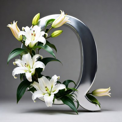 White Lilies Arranged on Silver Q