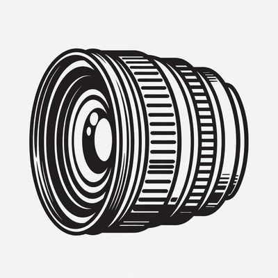 Black Outline Telephoto Camera Lens