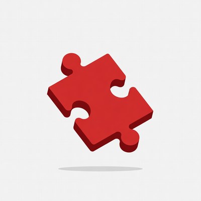 Red puzzle piece isolated