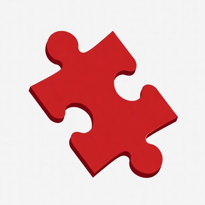 Red puzzle piece on white