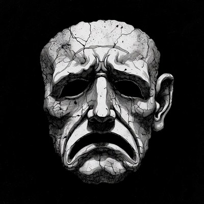 Cracked Tragedy Mask Illustration