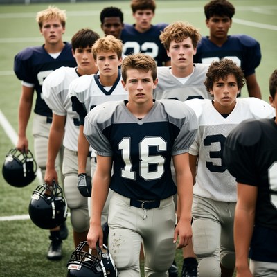 High school football team on field