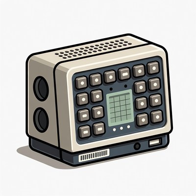 Retro Computer with Buttons and Screen