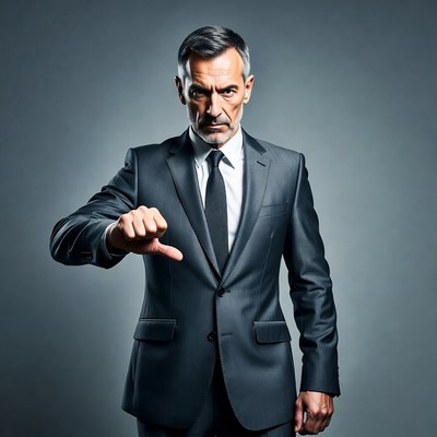 Man pointing finger in suit