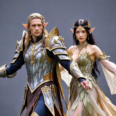 Elf man and woman in fantasy armor