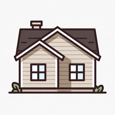 Cartoon House with Chimney