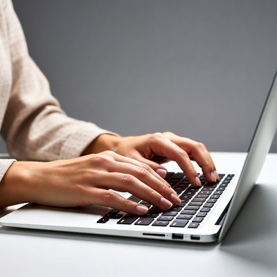 Woman typing on laptop