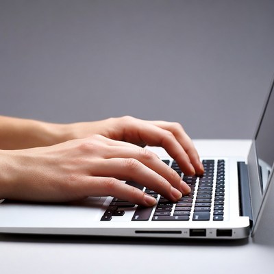 Woman typing on laptop