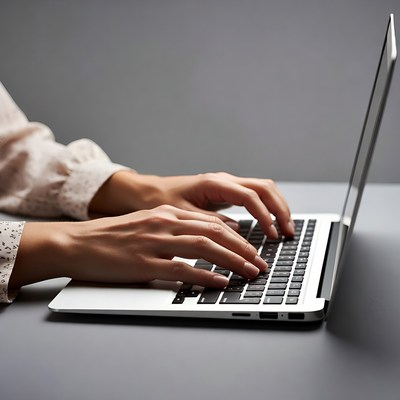 Woman typing on laptop