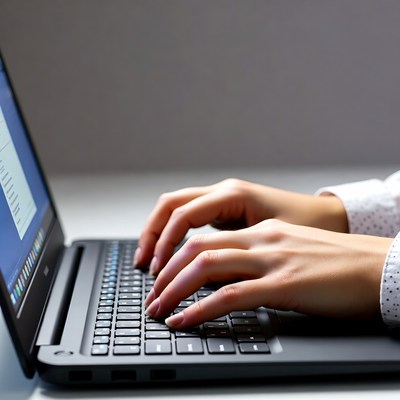 Woman typing on laptop