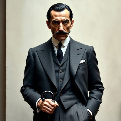 Man in suit holding cane