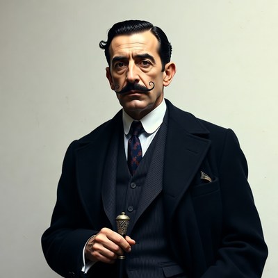 Man with mustache holding cane