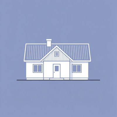White house illustration on blue background
